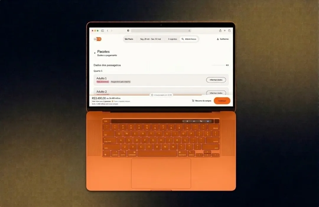 Página de checkout da Smiles Viagens em um notebook