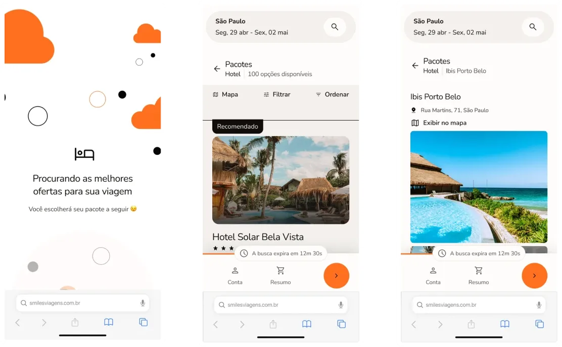 Fluxo de compra responsivo no celular
